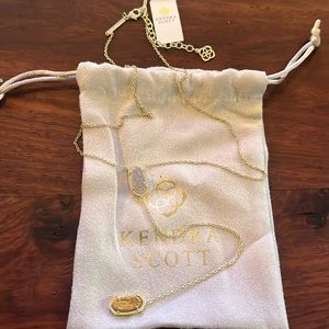 Kendra Scott Ellison Y Necklace Gold with iridescent drusy and gold drusy stones